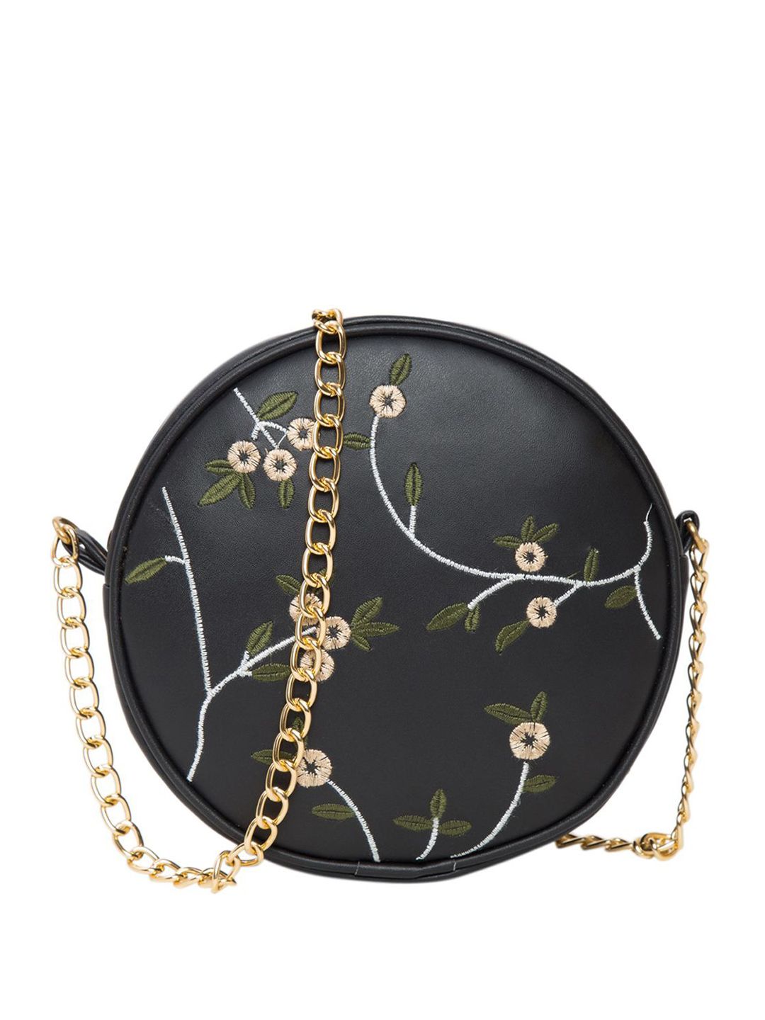 ADISA Floral Printed Non-Detachable Sling Strap PU Half Moon Sling Bag