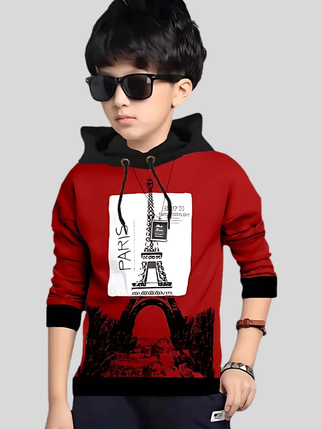 TICOSS Boys Graphic Printed Hooded T-shirt