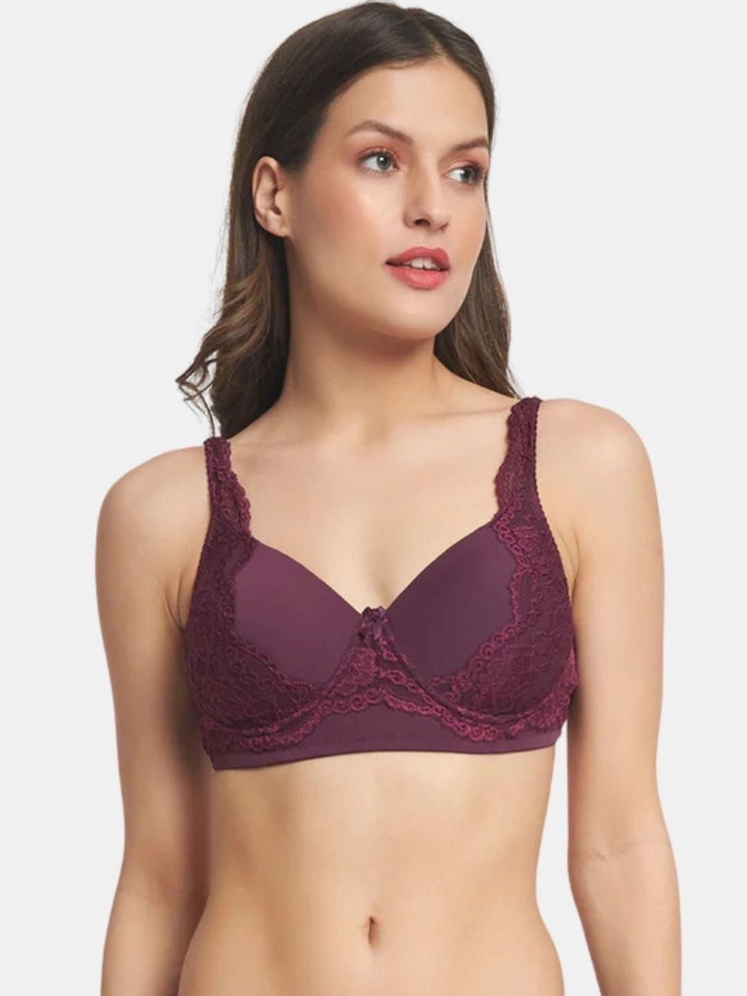 BEWILD Floral Self Design Full Coverage Lightly Padded Moisture Wicking Bralette Bra