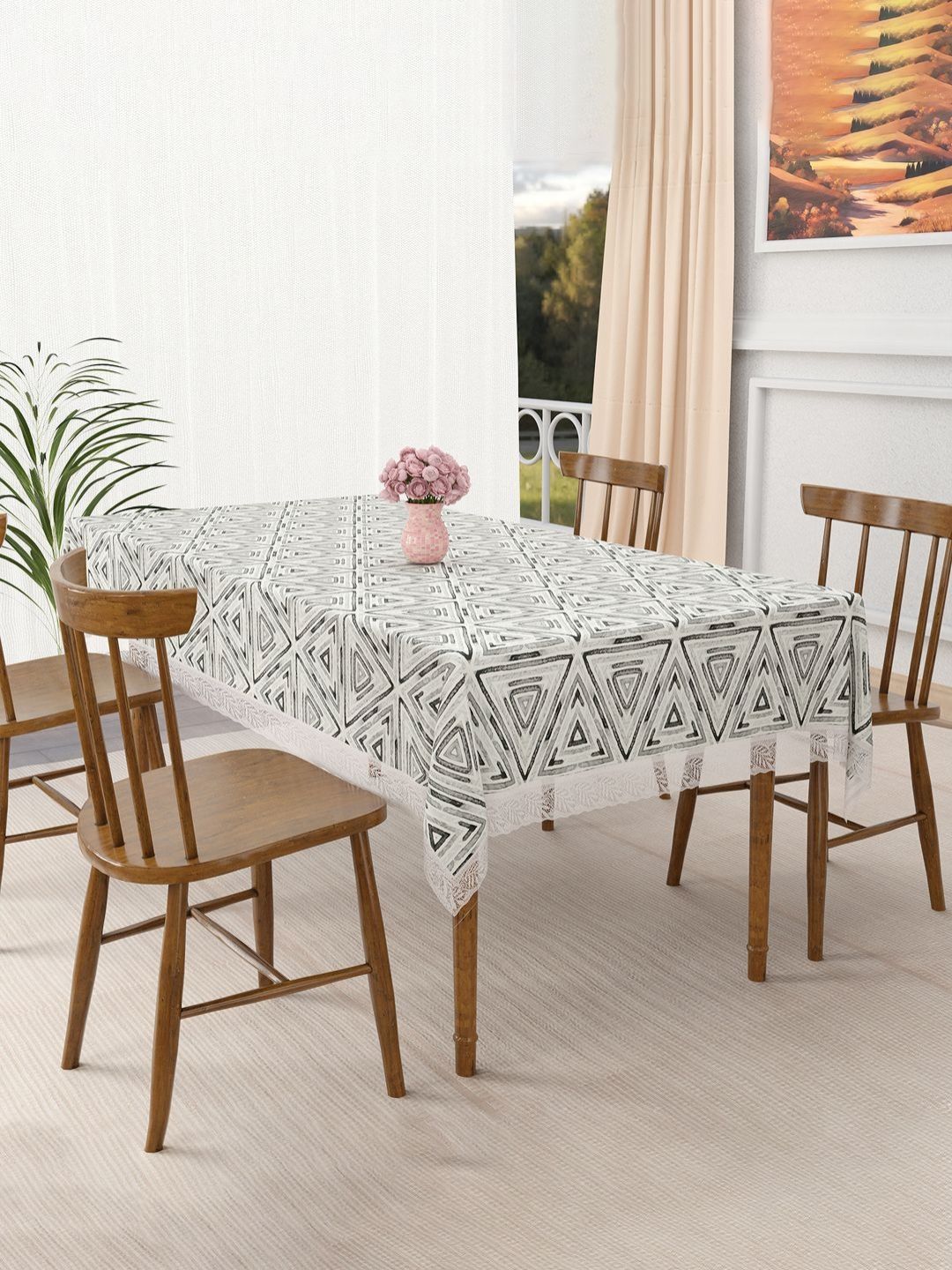 Aura Grey Printed PVC 4 Seater Waterproof & Dustproof Table Cover