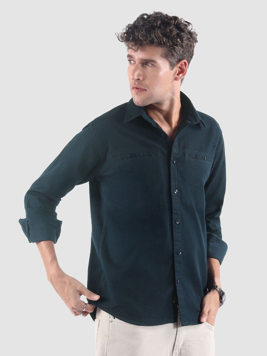 Beyoung Welt Pocketed Cotton Long Sleeves Shirt