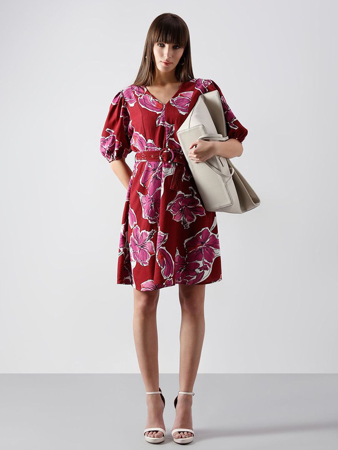 Vero Moda Women Floral Print Puff Sleeve A-Line Mini Dress
