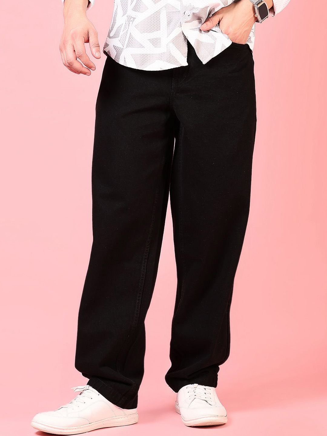 LIMEROAD Men Baggy Fit Mid-Rise Light Fade Jeans
