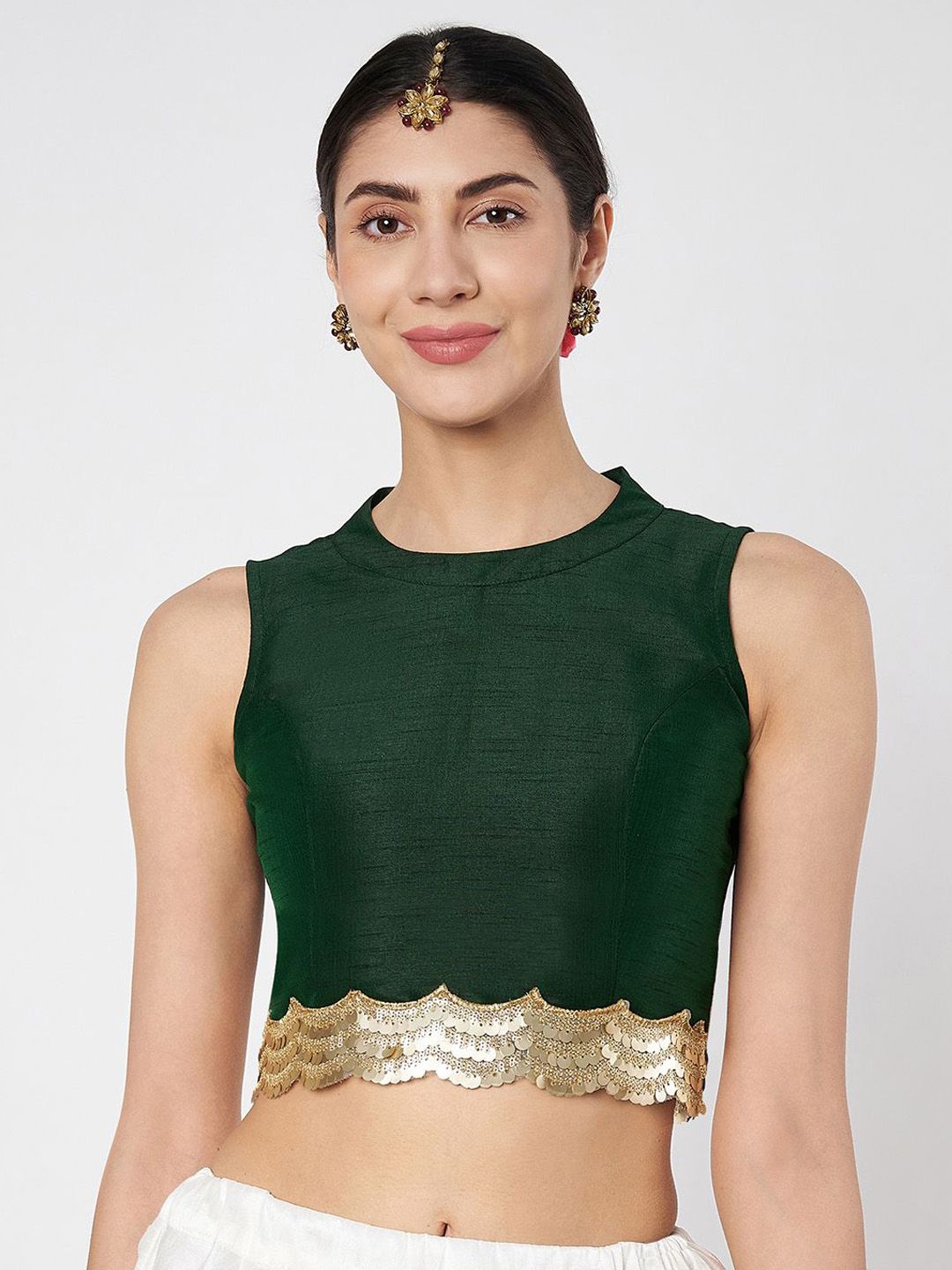 studio rasa Chroma Sequin Embellished Silk Saree Blouse