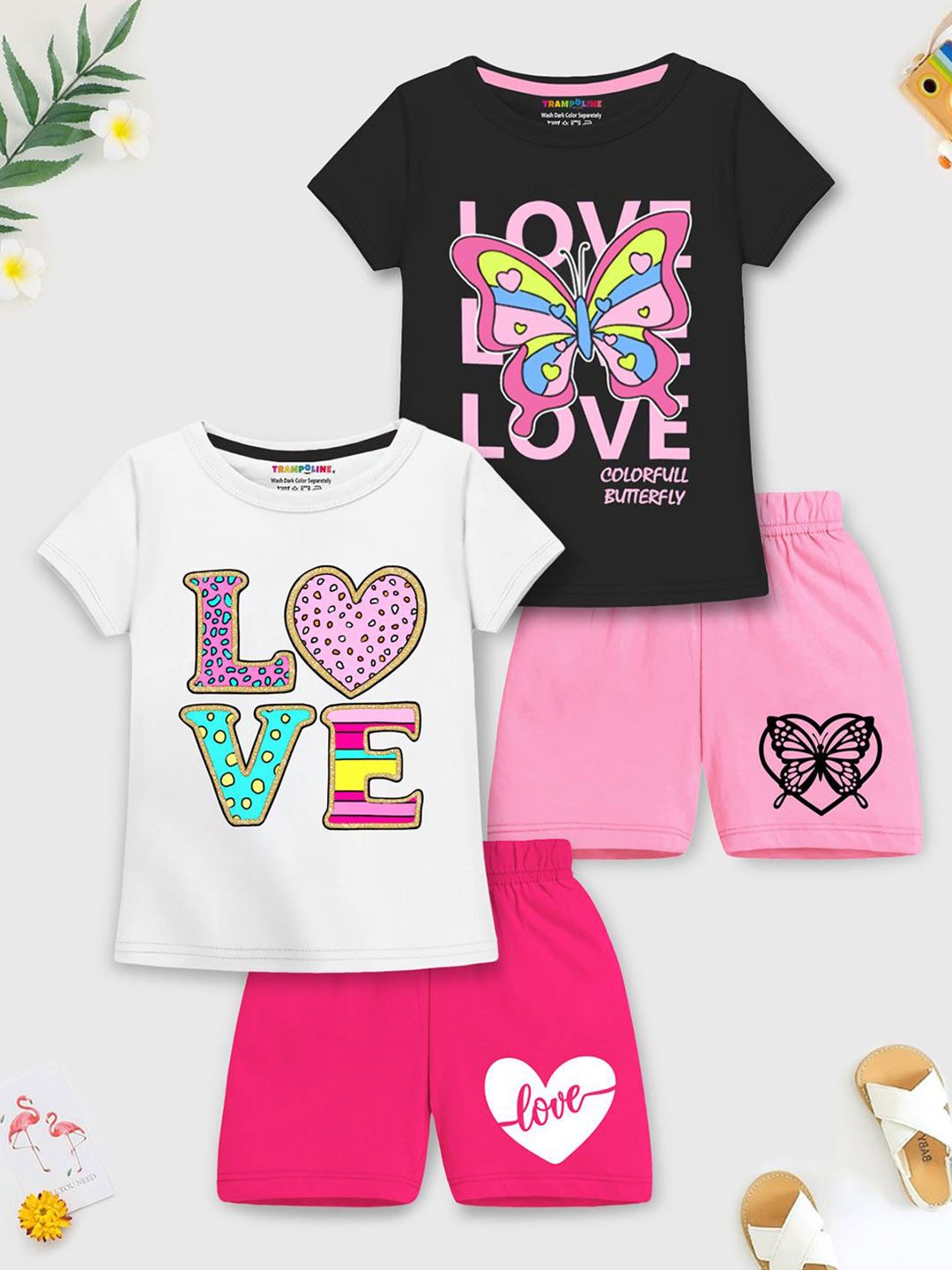 Buy YK X Trampoline Girls Printed T Shirt With Shorts -  - Apparel for Girls