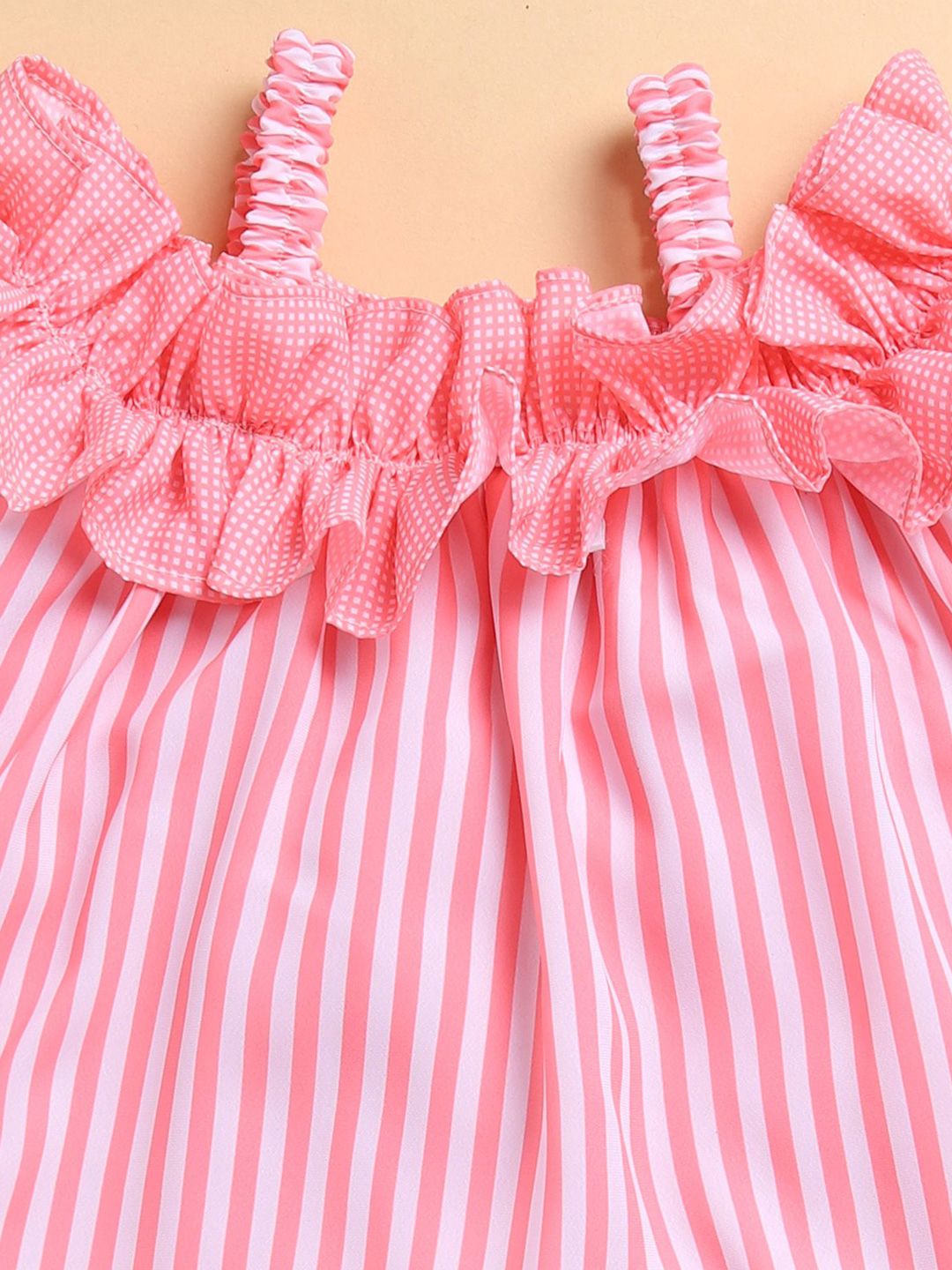 Girls Printed Striped Shoulder Straps Top with Shorts Clothing Set 6