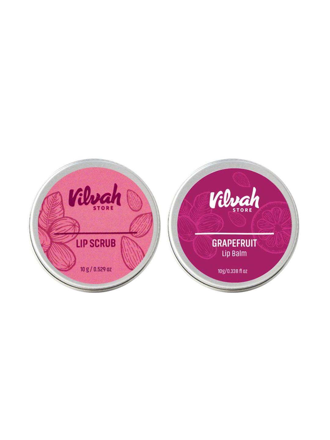 Vilvah Store Set Of 2 Grapefruit Lip Balm & Lip Scrub - 10g Each