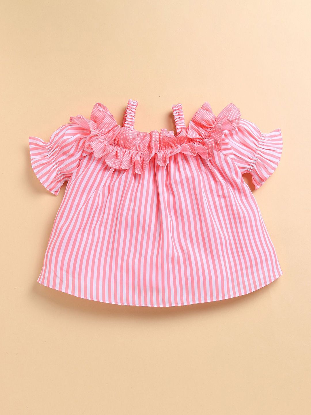Girls Printed Striped Shoulder Straps Top with Shorts Clothing Set 4