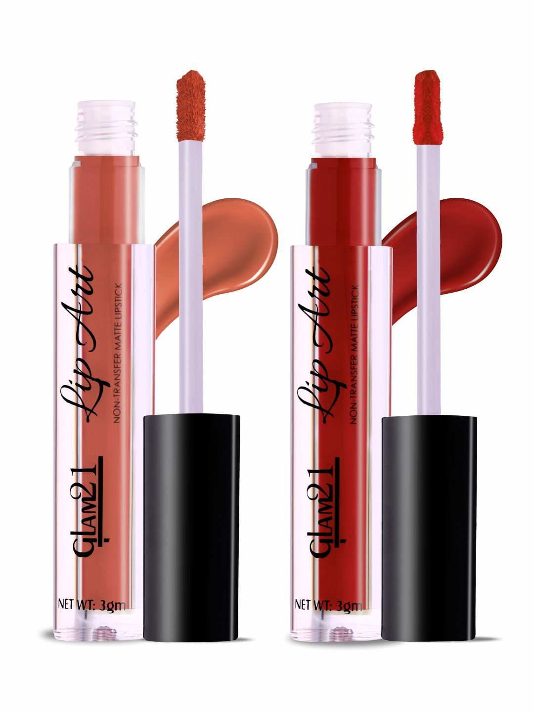 GLAM21 Set Of 2 Lip Art Non Transfer Liquid Lipstick - 3 g Each-Nude Adore-Pink Spore