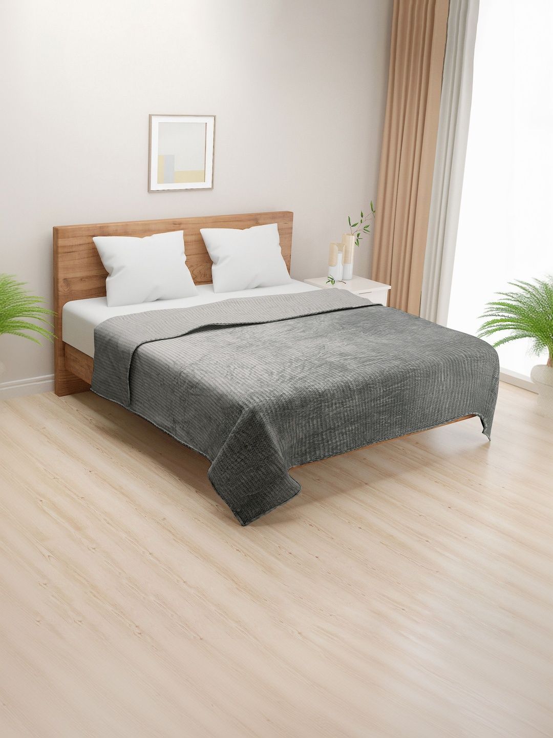 SWAYAM Daisy Nap Grey Fleece 233 GSM Lightweight Mild Winter Dohar