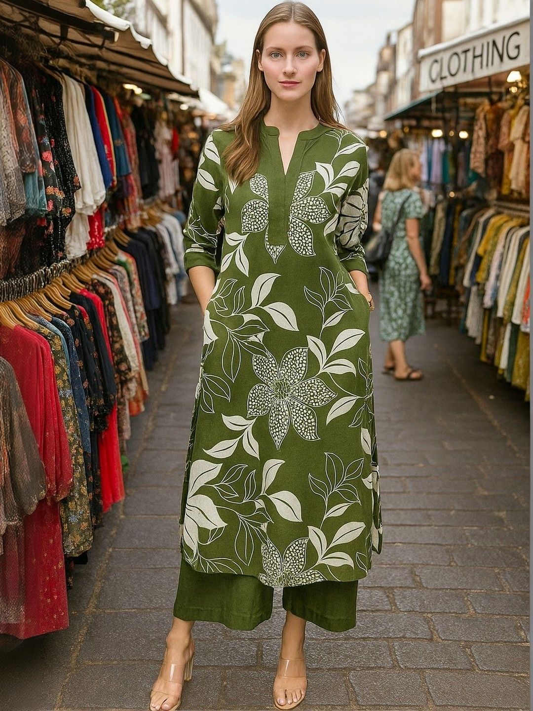 JANOI Women Floral Printed Regular Kurta with Palazzos