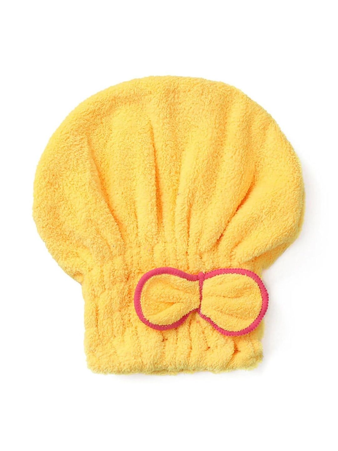 AUGEN Yellow Microfiber Fabric Bow Hair Towel