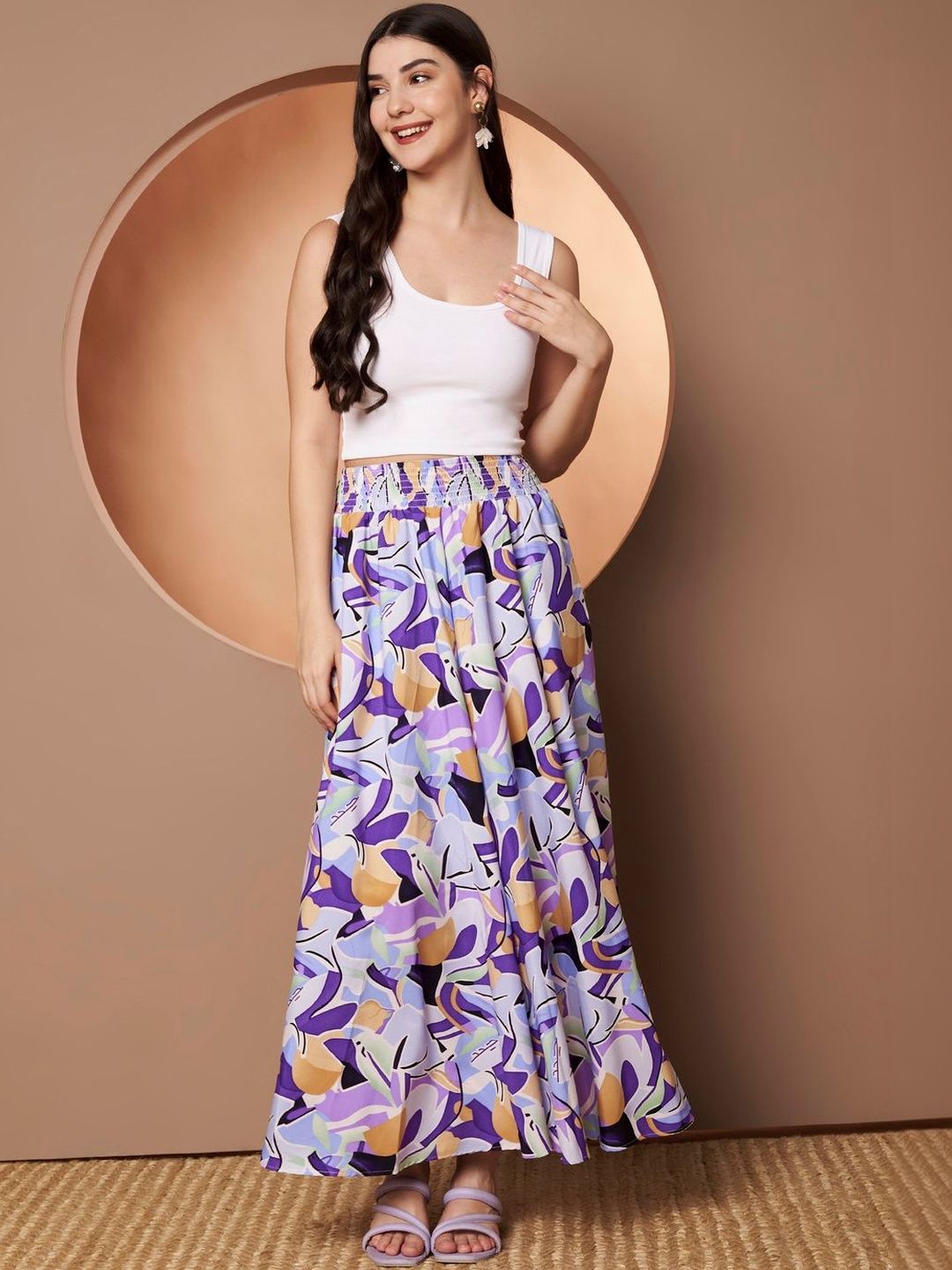 Printed Flared Maxi Skirts 6