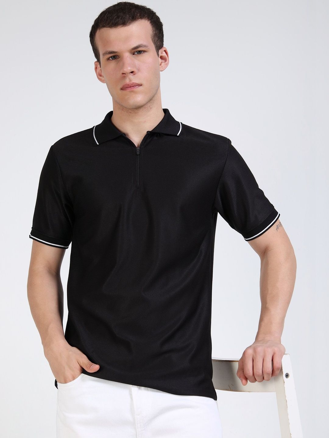 THE BEETEL HOUSE Men Polo Collar Short Sleeves T-shirt