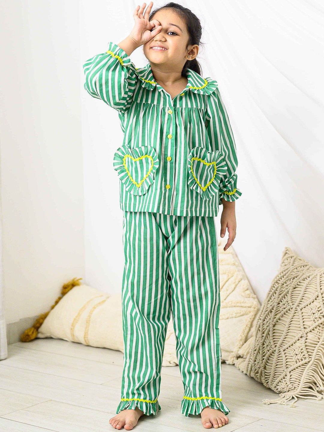 Fairies Forever Girls Striped Cotton Shirt With Pyjamas