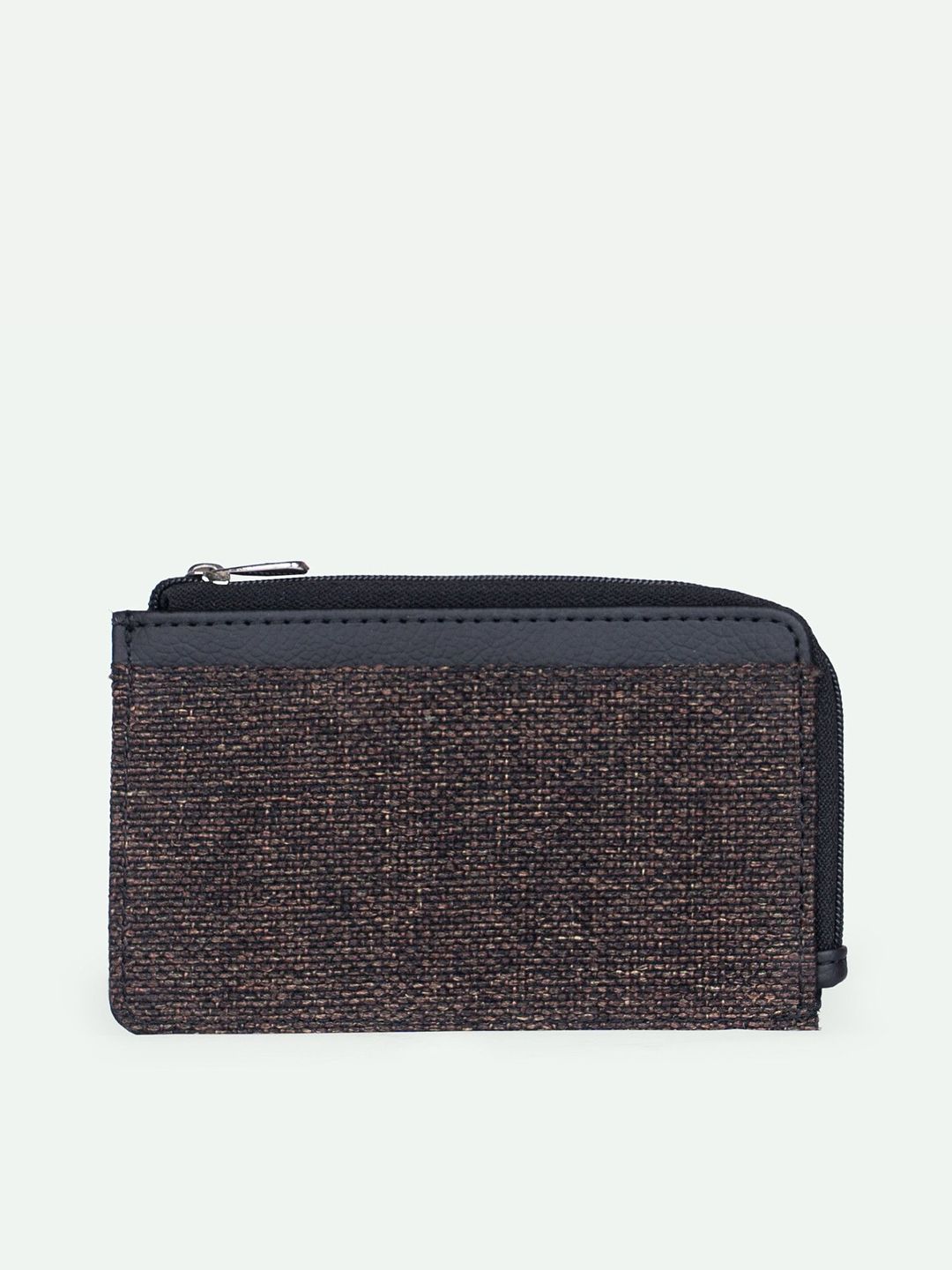 ZOUK Women Abstract Textured Zip Detail PU Card Holder