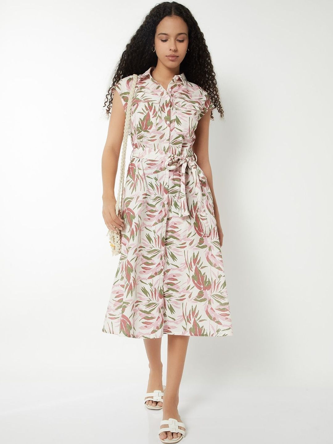 max Floral Print Shirt Midi Dress