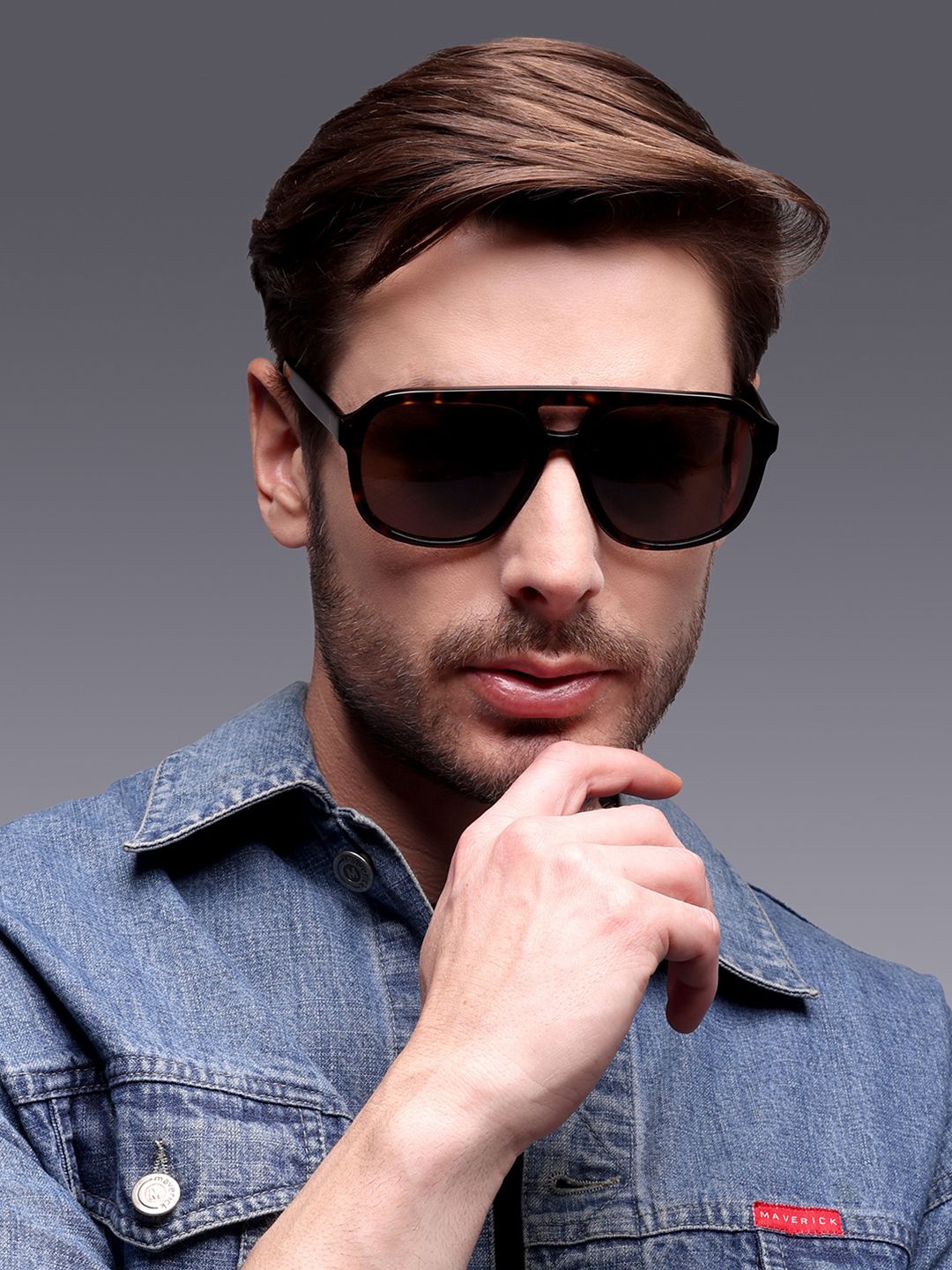 Augussto Caesar Unisex UV Protected Full Rim Square Sunglasses -Havana Frame Brown Lens