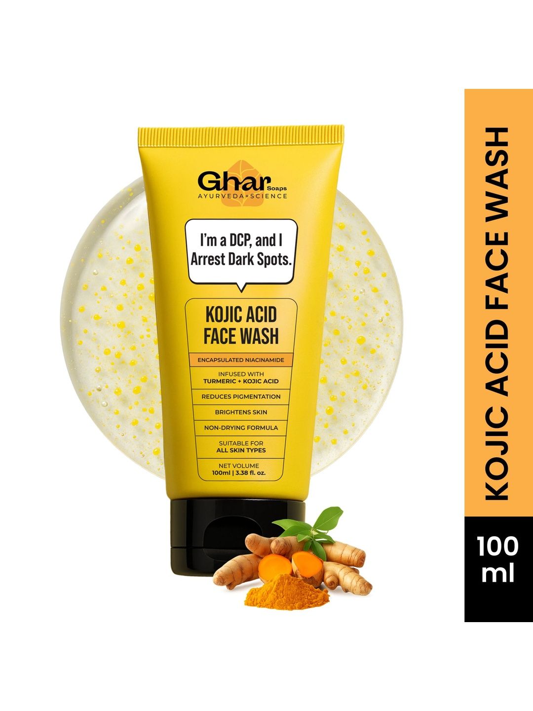 GHAR SOAPS Kojic Acid & Turmeric Face Wash For Anti Acne - 100 ml