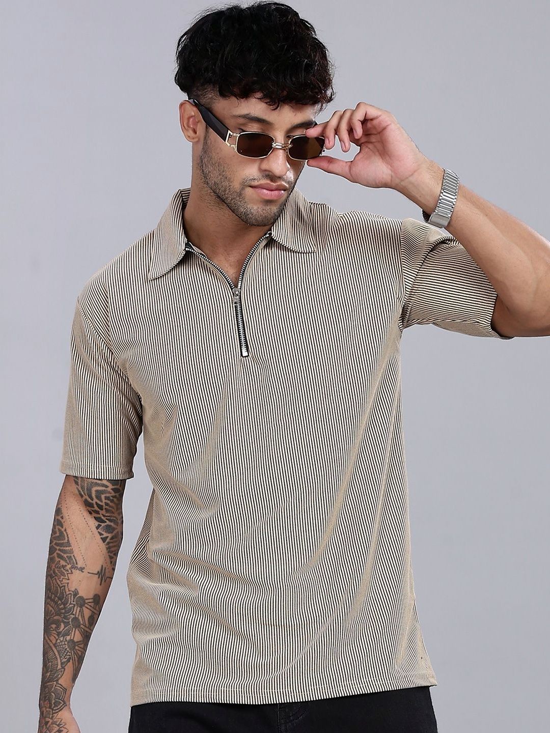 Urban Buccachi Men Striped Polo Collar T-shirt
