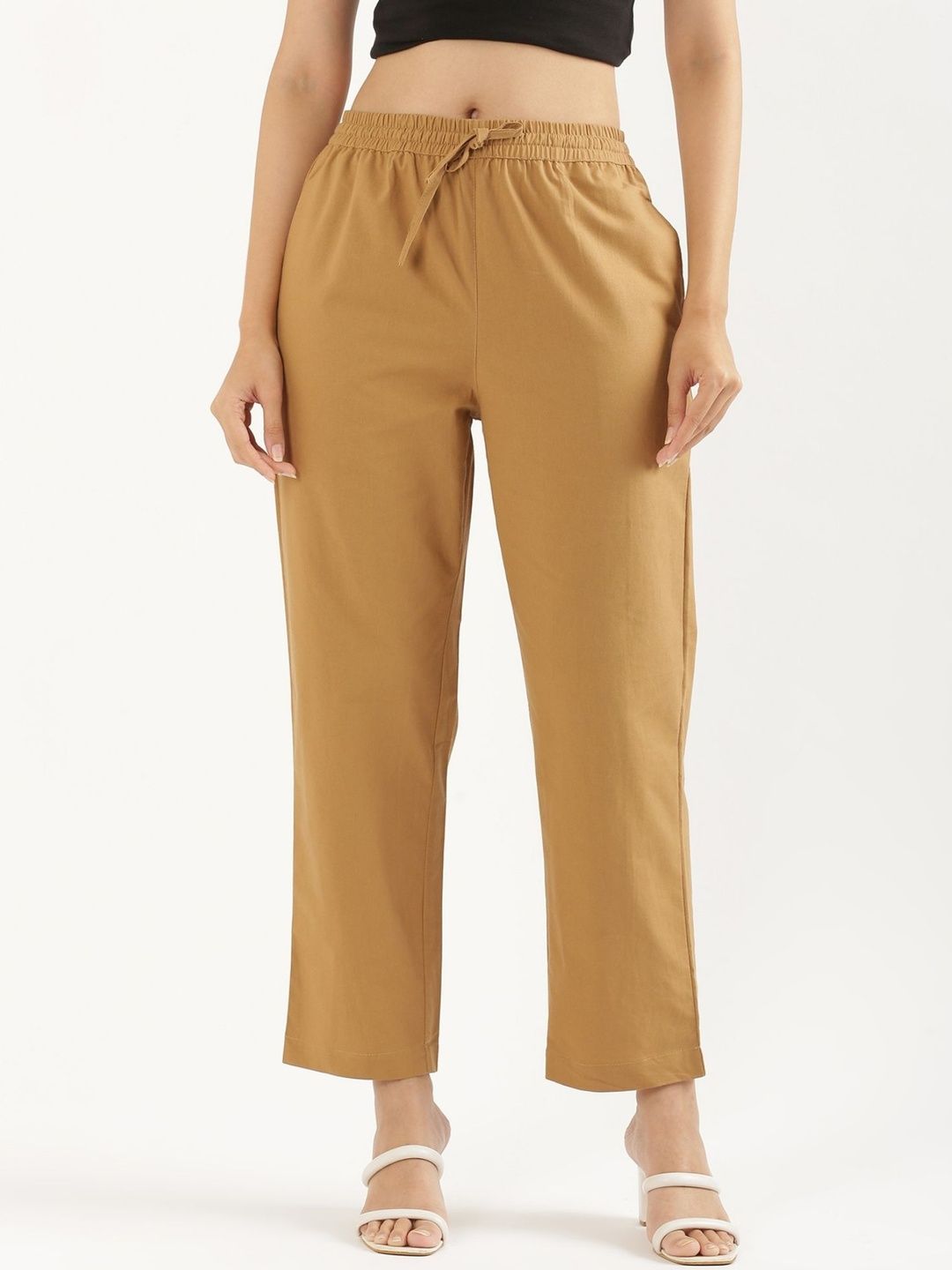 SAADAA Women Cotton Straight Pants