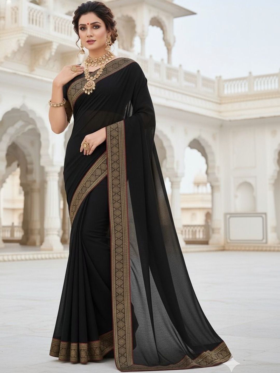 Moda Rapido Woven Design Zari Poly Georgette Designer Saree