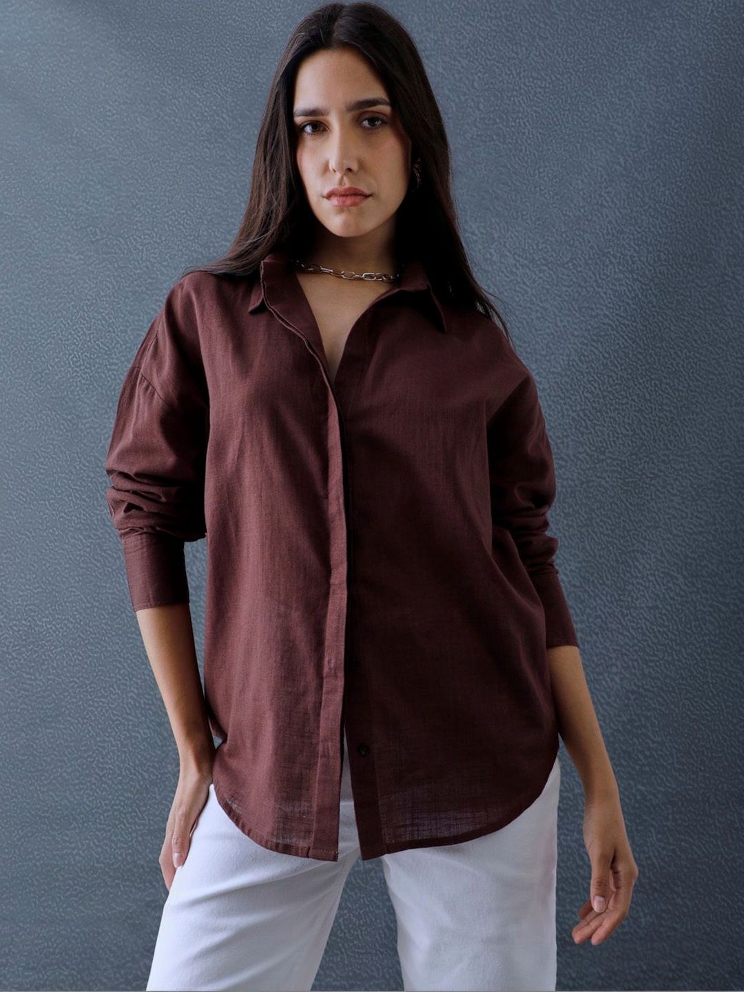 VOLTEDGE Women Oversized Cotton Casual Shirt