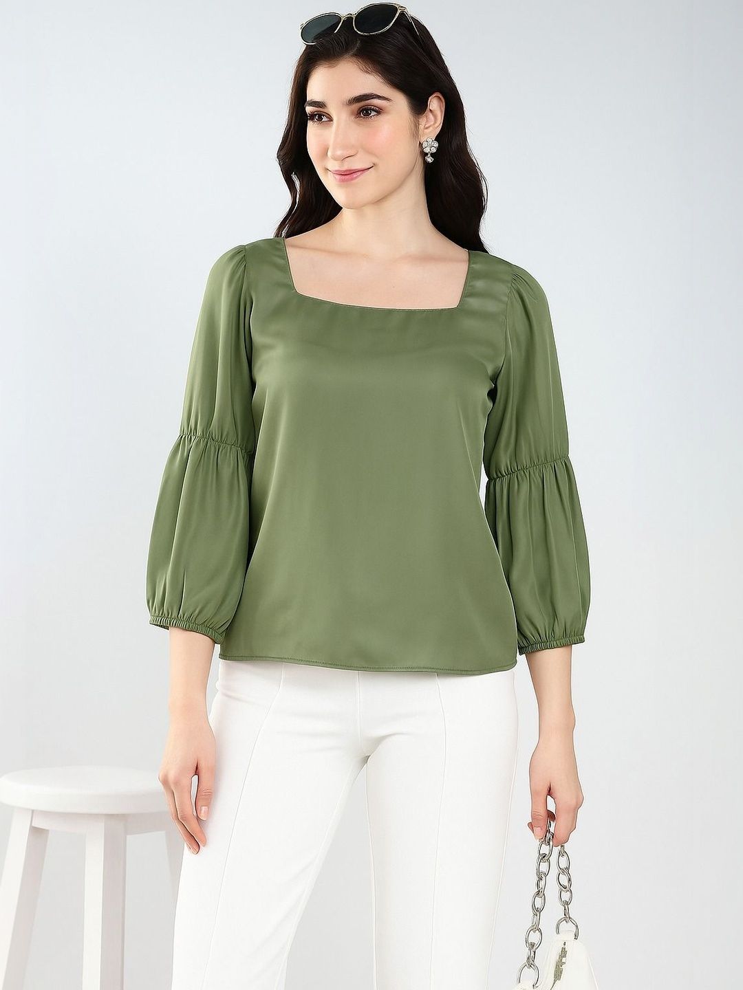 Slenor Bishop Sleeves Satin Top