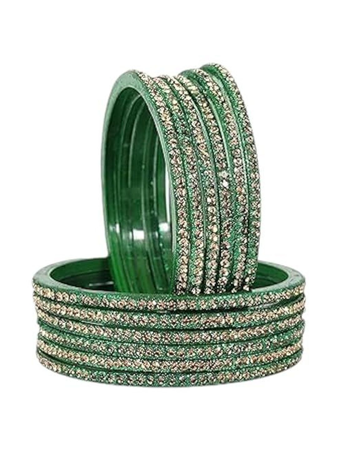 Luxurious Pack of 12 Glass Zircon Studded Bangles
