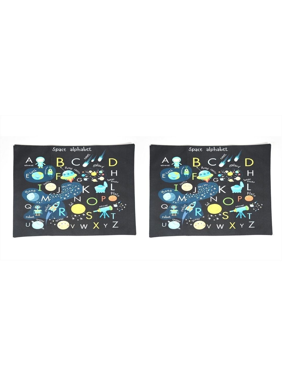 PRAKARTIK 2-Pcs Black & Blue Digital Printed Table Placemats