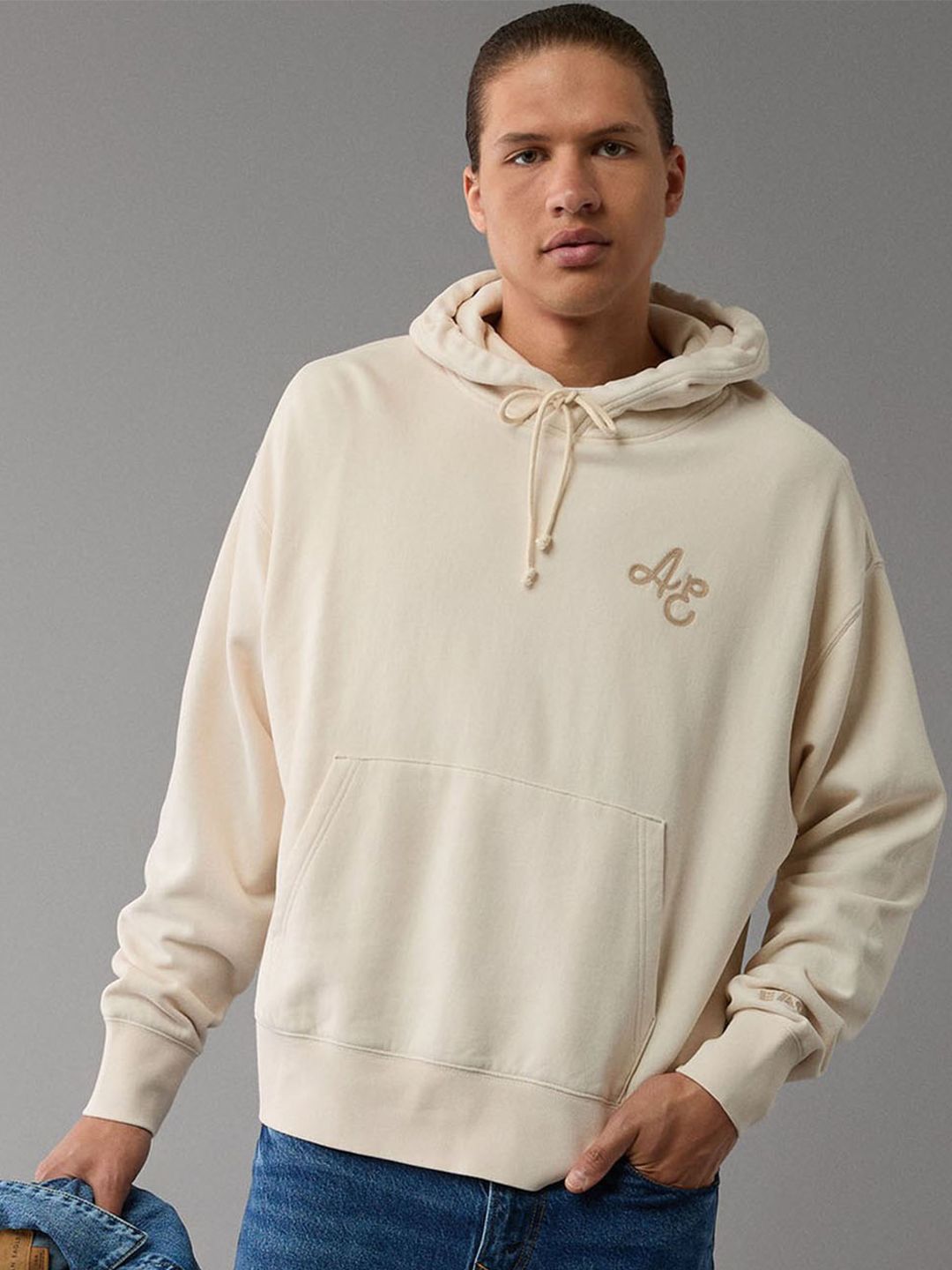 AMERICAN EAGLE OUTFITTERS Men Brand Logo Hooded Sweatshirt