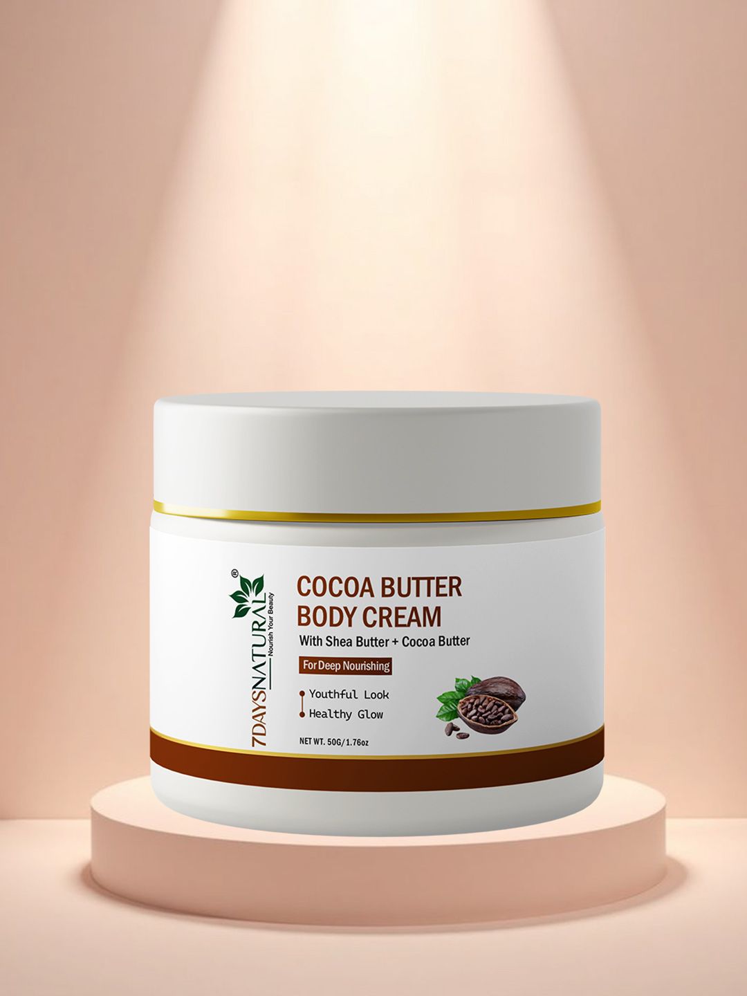 7DAYSNATURAL Body Cream With Cocoa Butter & Vitamin E For Deep Moisturisation - 50Gg