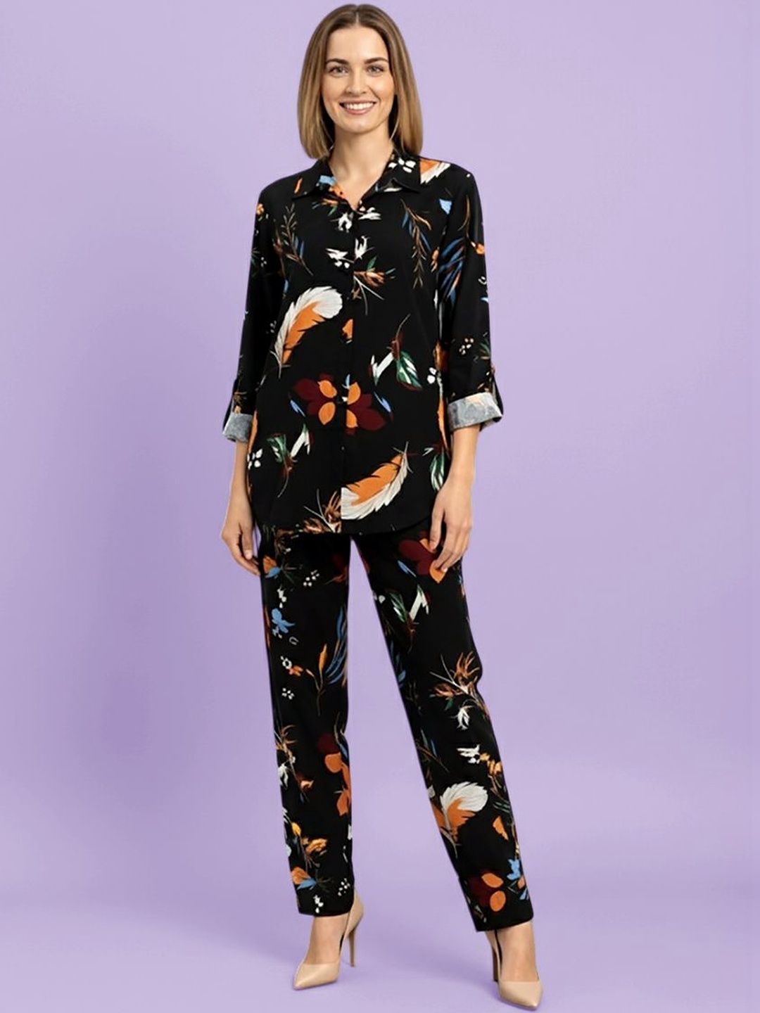 LYRA Printed Shirt Collar Shirt & Trousers Co-Ords