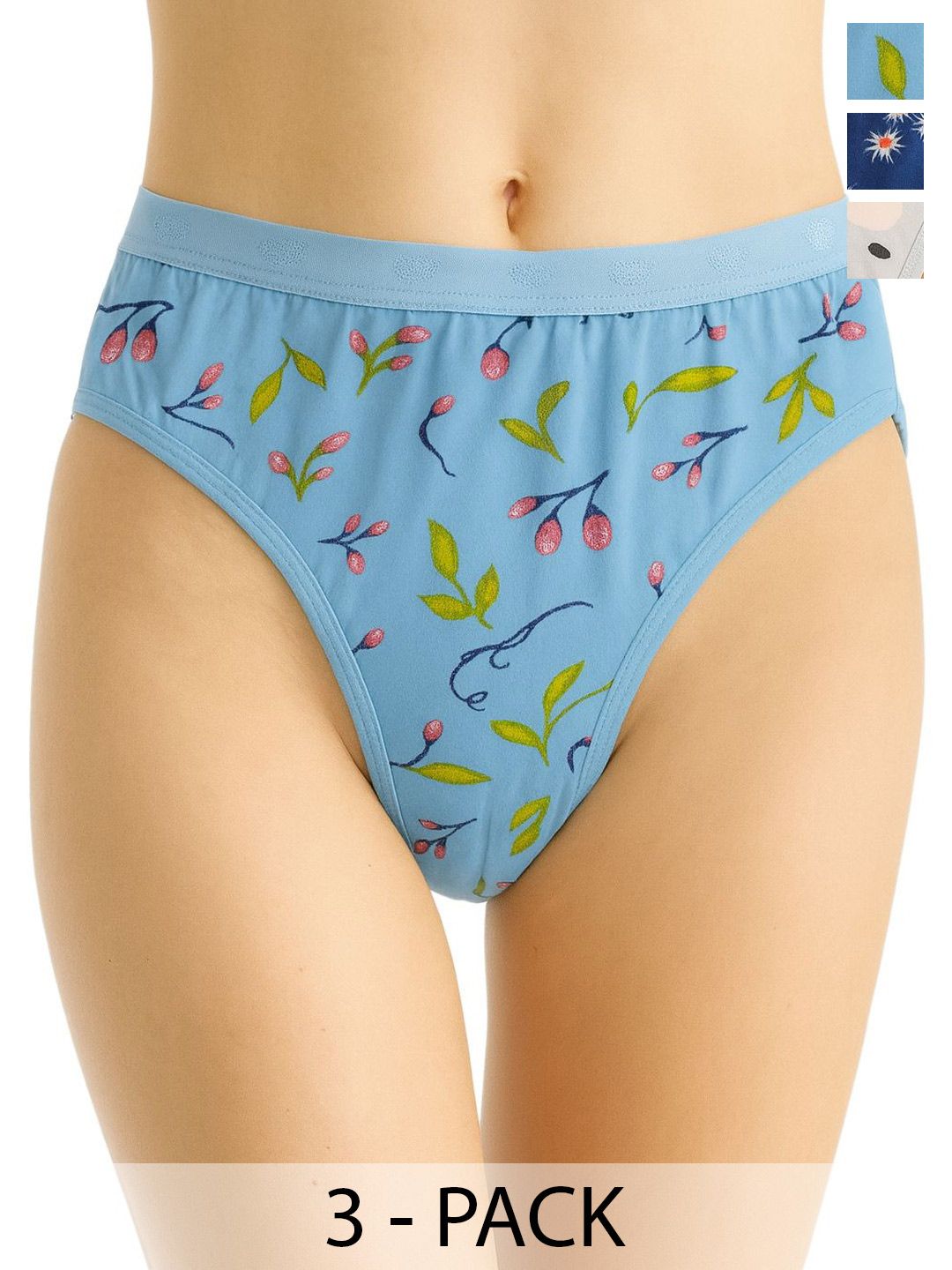 Buy FiveFlag Women Pack Of 3 Printed 100% Combed Cotton Mid Rise Hipster Briefs -  - Apparel for Women