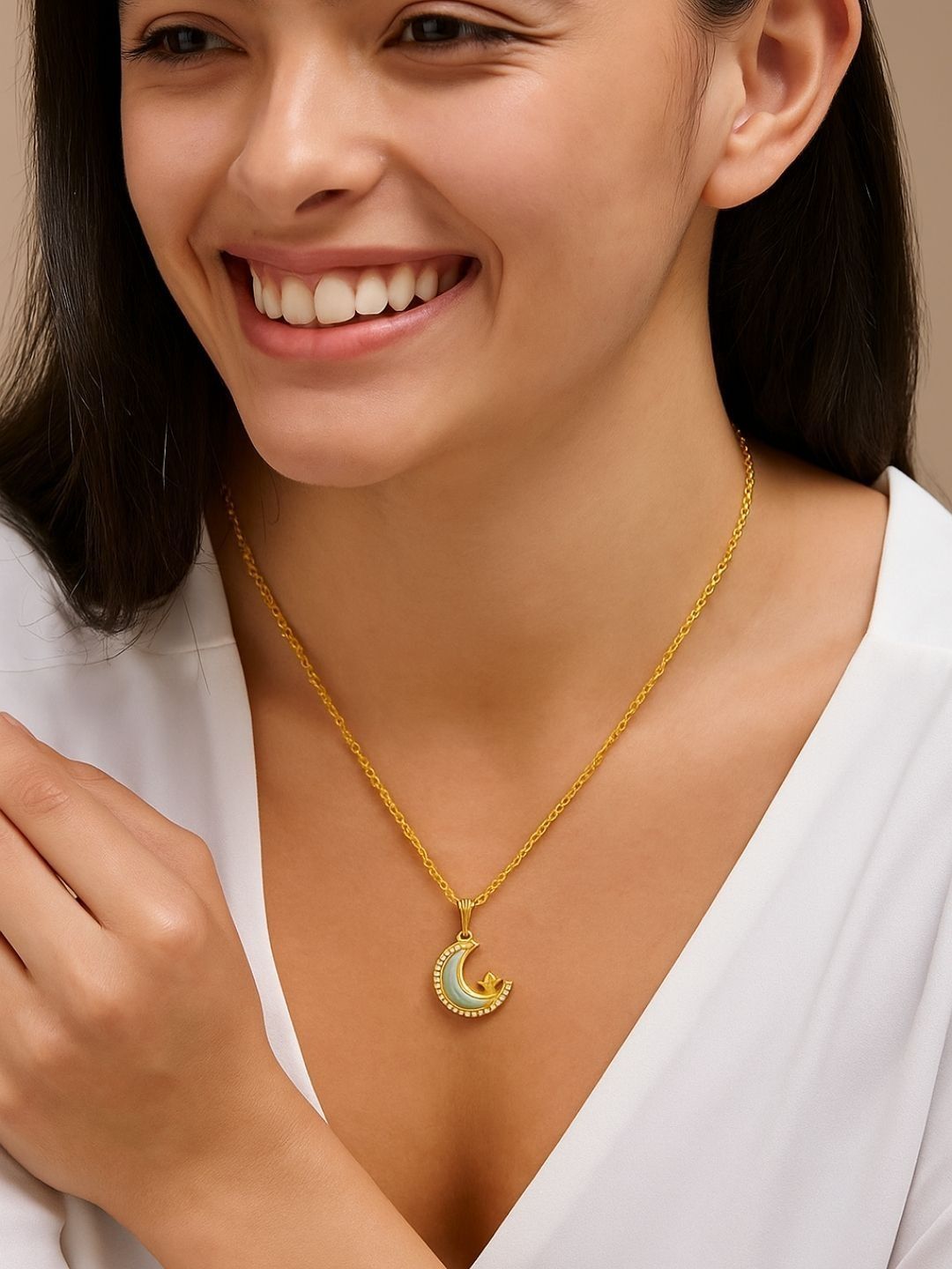 glitchez Brass Gold-Plated Feather Necklace