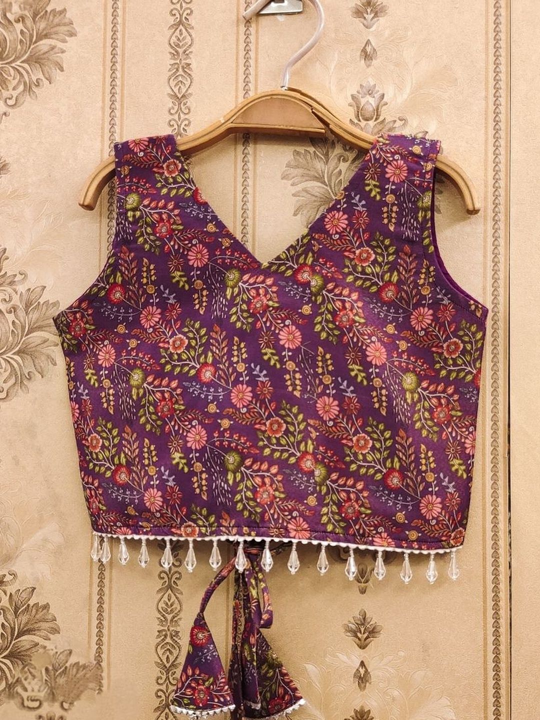 Girls Printed V-Neck Flared Lehenga Choli With Dupatta 6