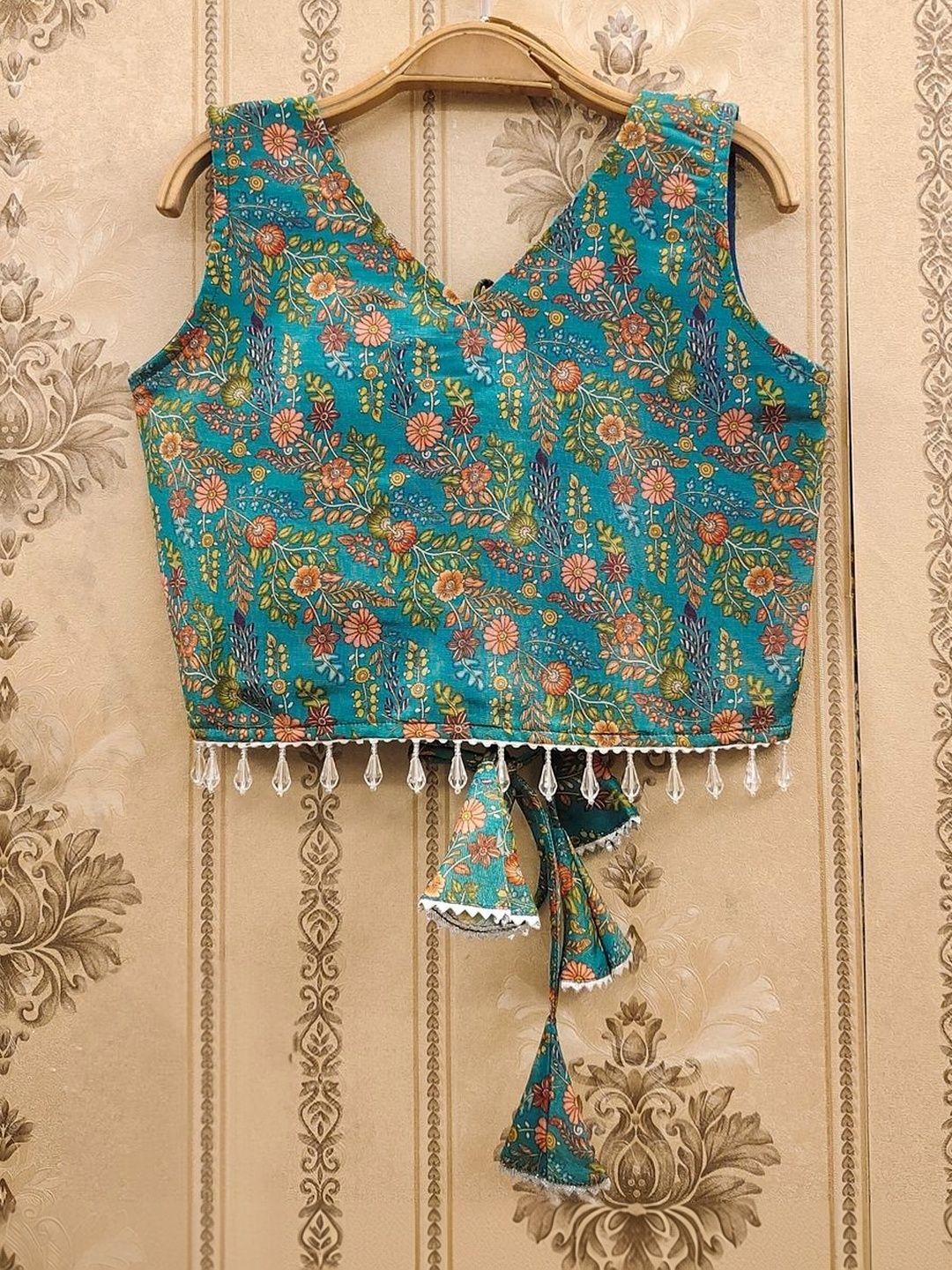 Girls Printed V-Neck Flared Lehenga Choli With Dupatta 6