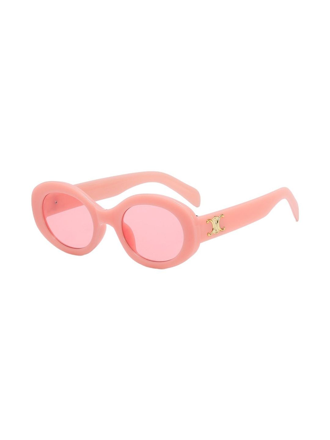 OUDI Women Red Lens & Pink Oval Sunglasses with