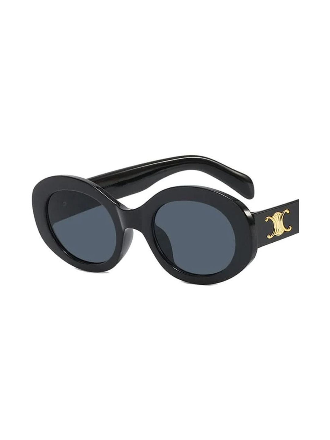 OUDI Women Grey Lens & Black Oval Sunglasses with