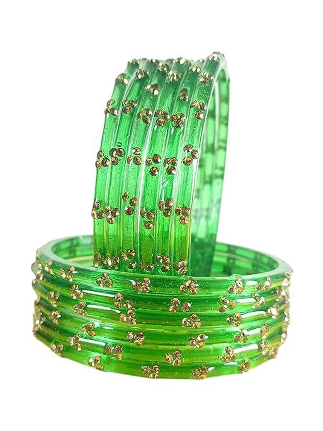 AMITFASHION Set Of 12 Zircon-Studded Kashmiri Bangless
