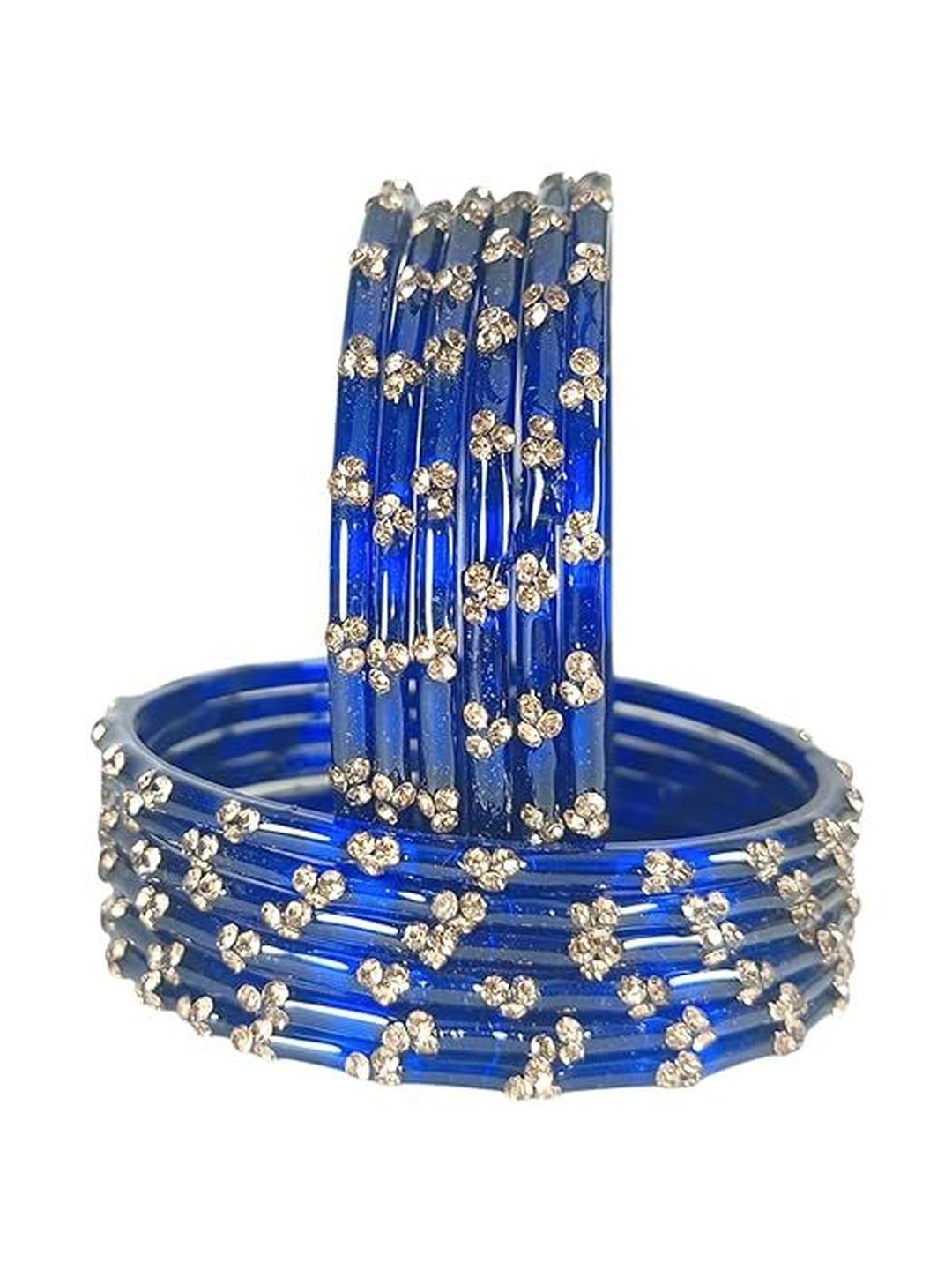 AMITFASHION Set Of 12 Zircon-Studded Kashmiri Bangless