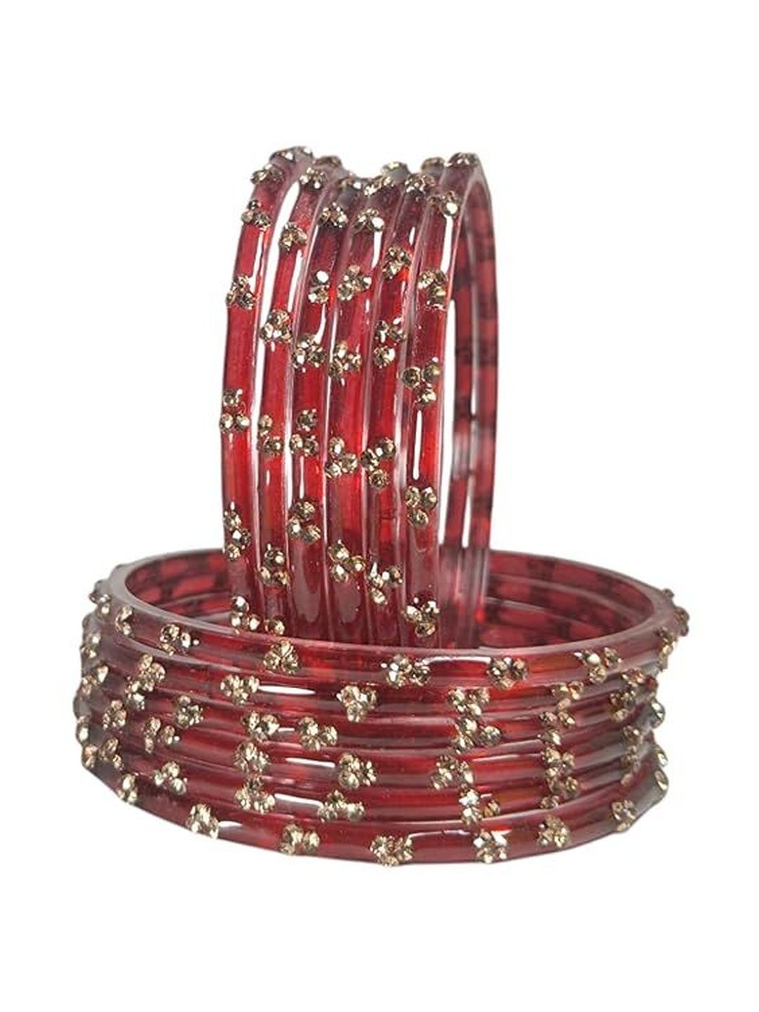 AMITFASHION Set Of 12 Zircon-Studded Kashmiri Bangless