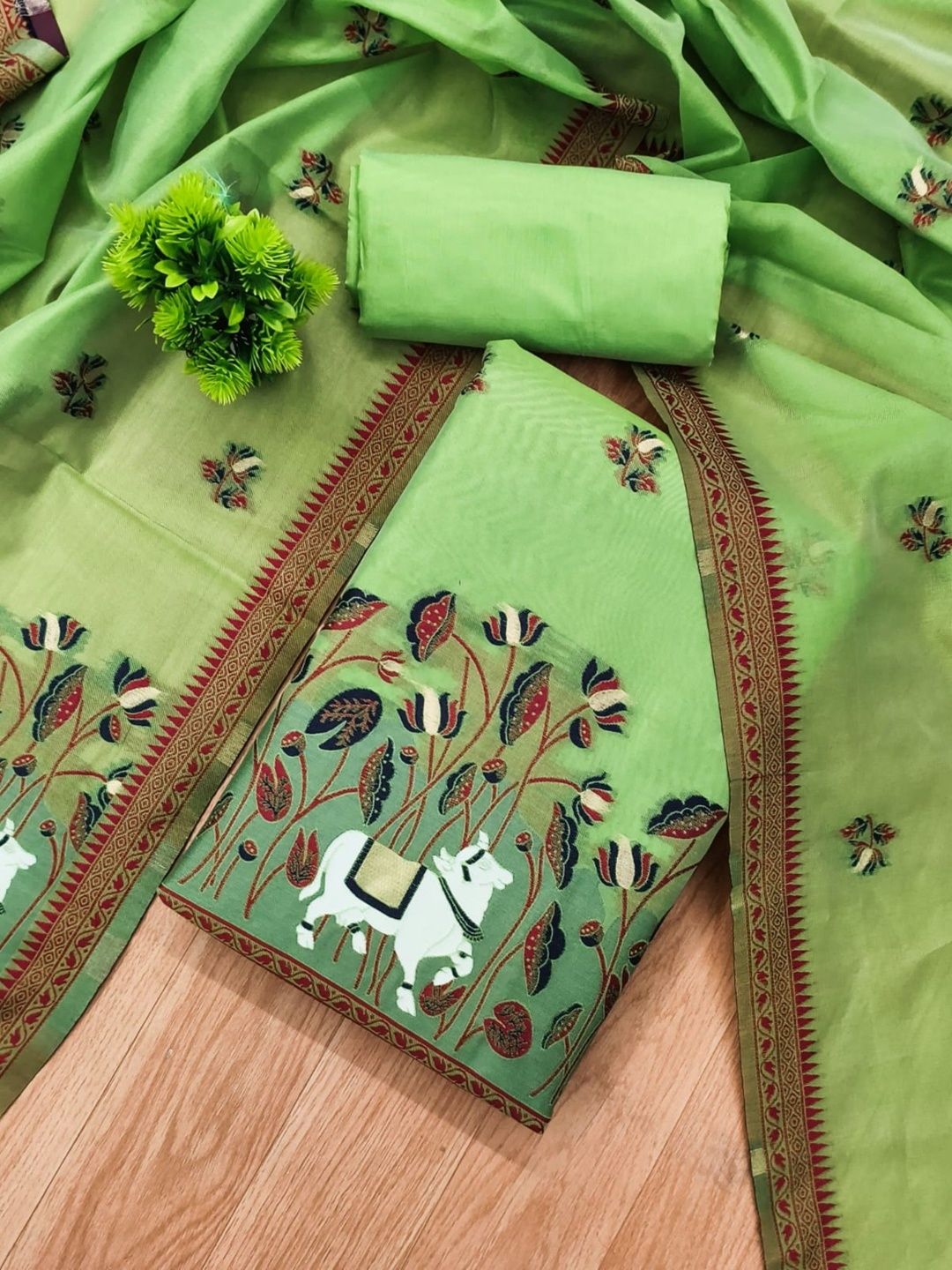 KALINI Embroidered Organza Unstitched Dress Material