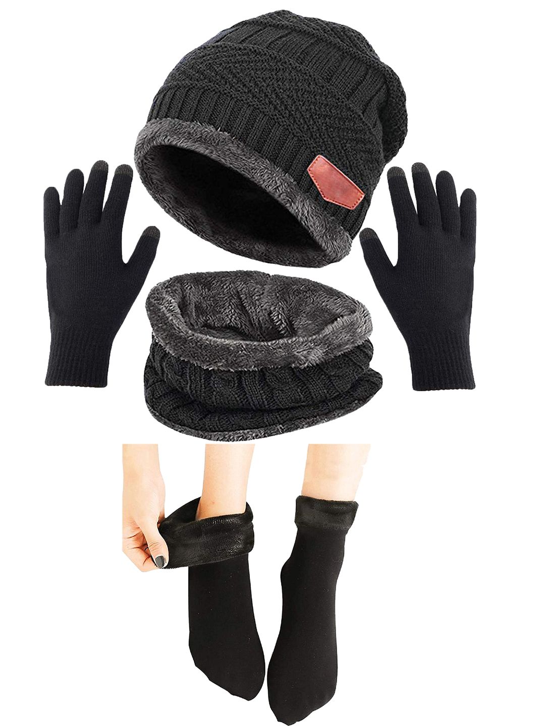 Buy Aadikart Adults Black Woolen Beanie -  - Accessories for Unisex