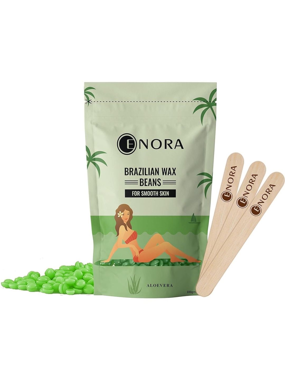 ENORA Brazilian Stripless Aloevera Wax Beans With With Spatula - 150 g