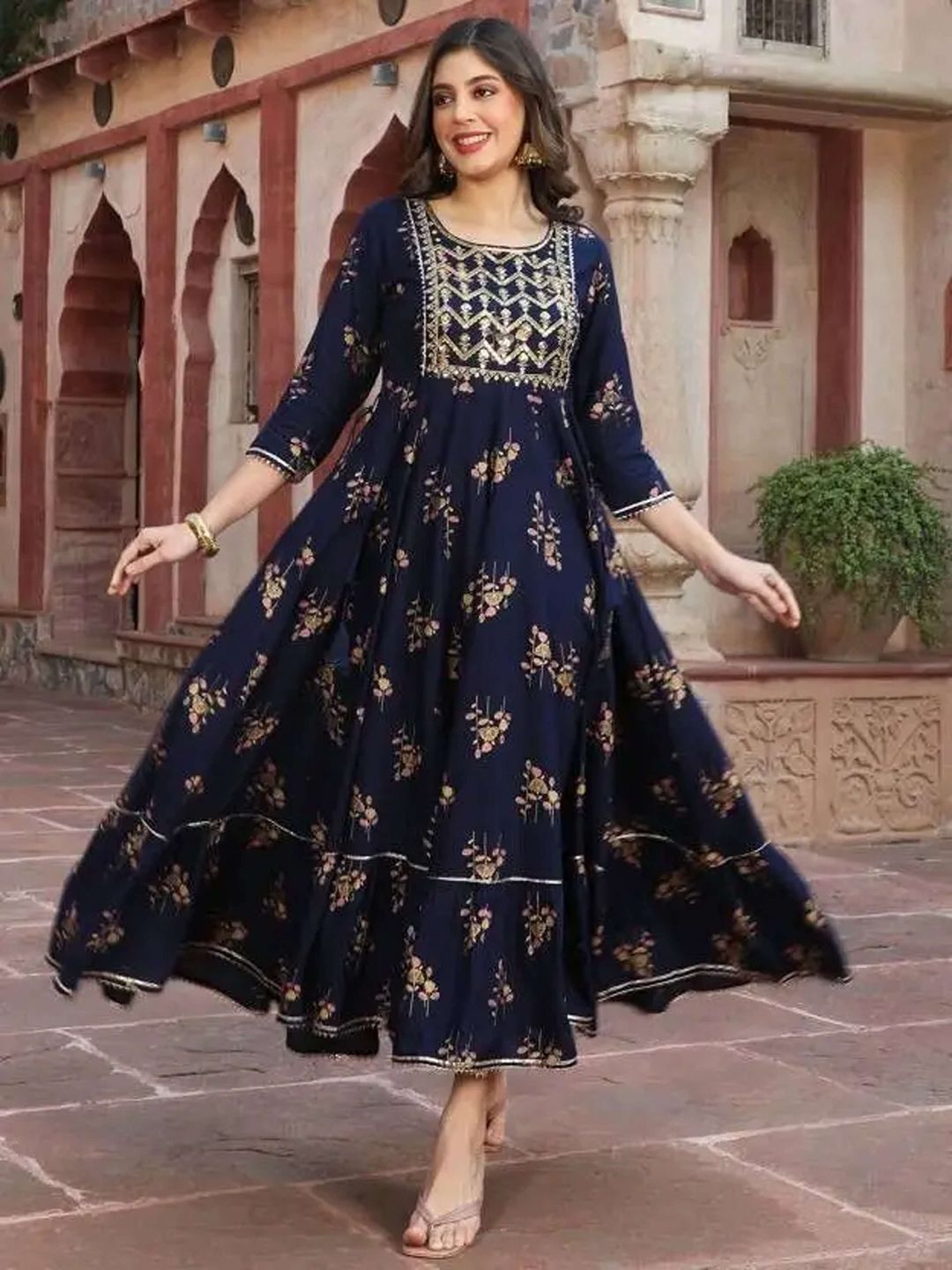 Kedarnath Creations Women Ethnic Motifs Embroidered Anarkali Kurta