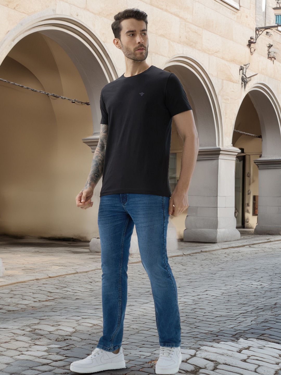 Status Quo Men Brand Logo Pure Cotton T-shirt