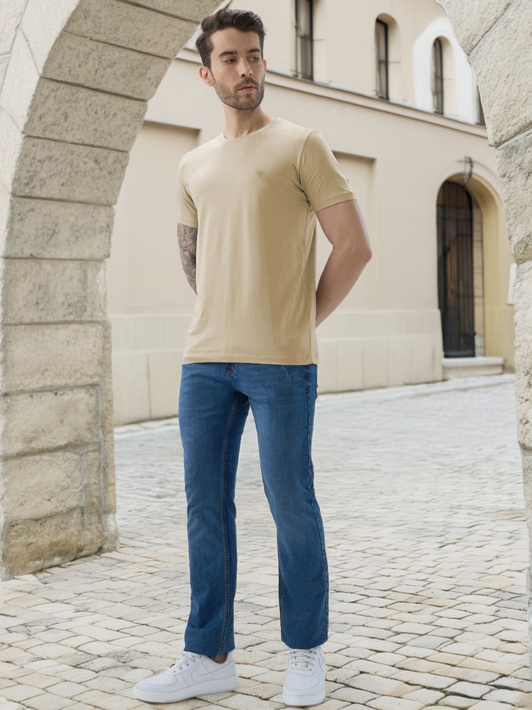 Status Quo Men Brand Logo Pure Cotton T-shirt