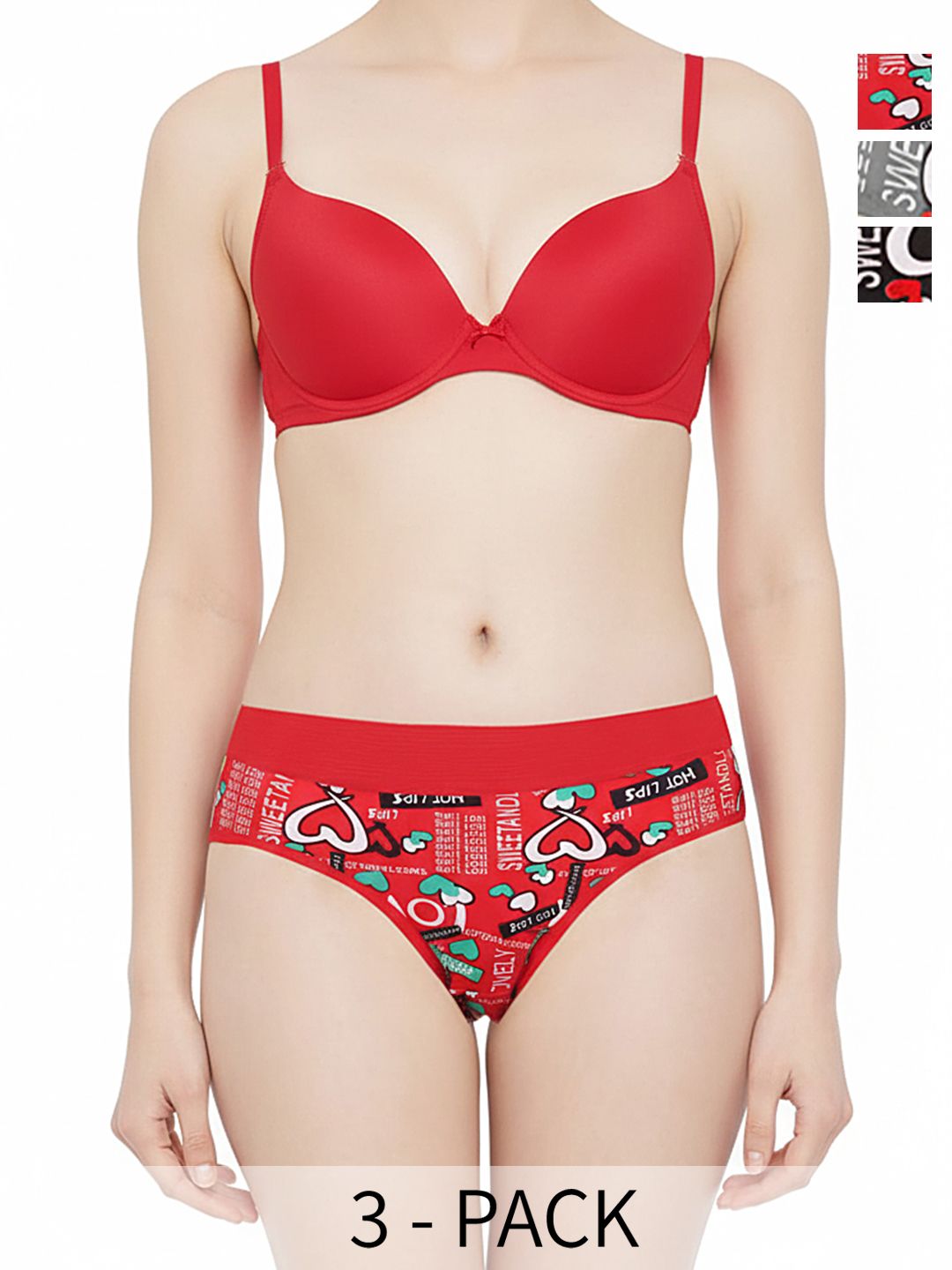 FiveFlag Pack of 3 Printed Mid-Rise Hipster Briefs