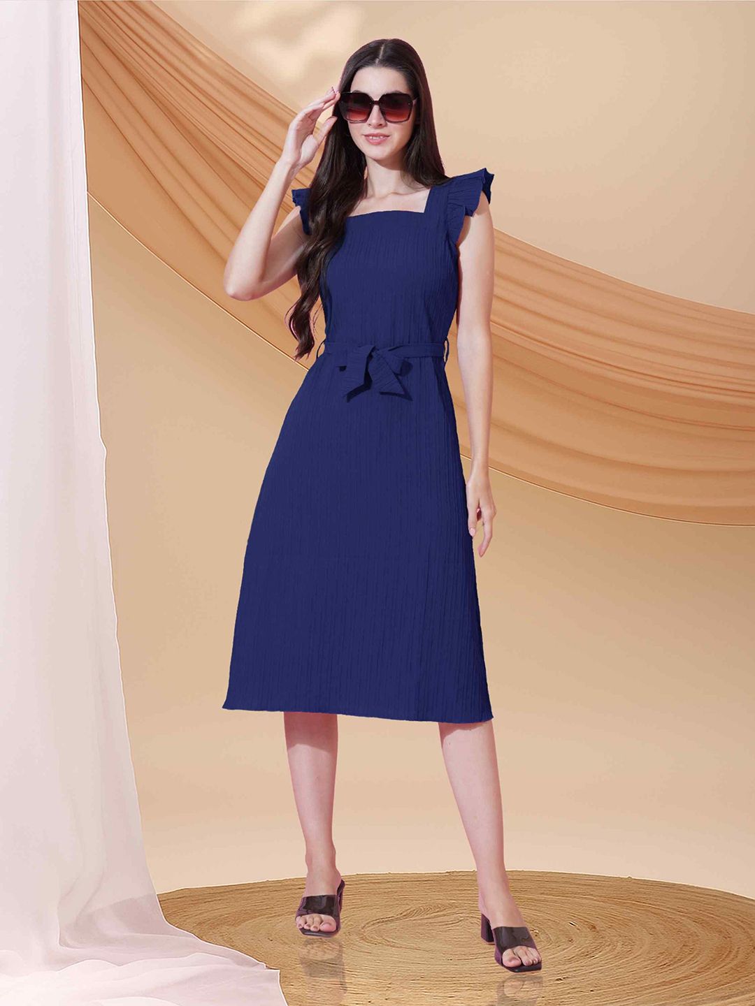 YANAMORA Women Striped Fit & Flare Midi Dress